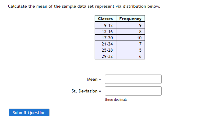 Solved Calculate the mean of the sample data set represent | Chegg.com