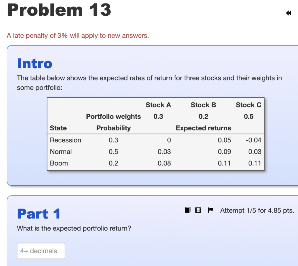 Solved Attempt 1/5 for 4.85 pts. Part 2 What is the standard | Chegg.com