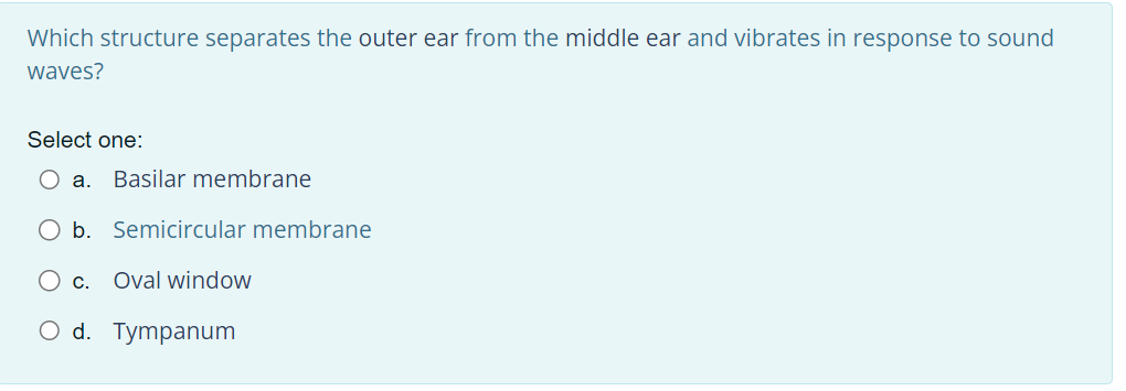 Solved Which structure separates the outer ear from the | Chegg.com