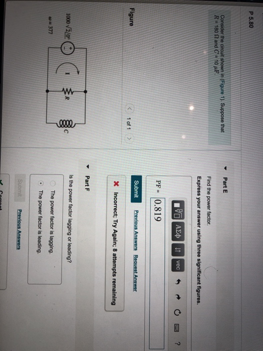 Solved P 5.80 Part A Consider the circuit shown in (Figure | Chegg.com