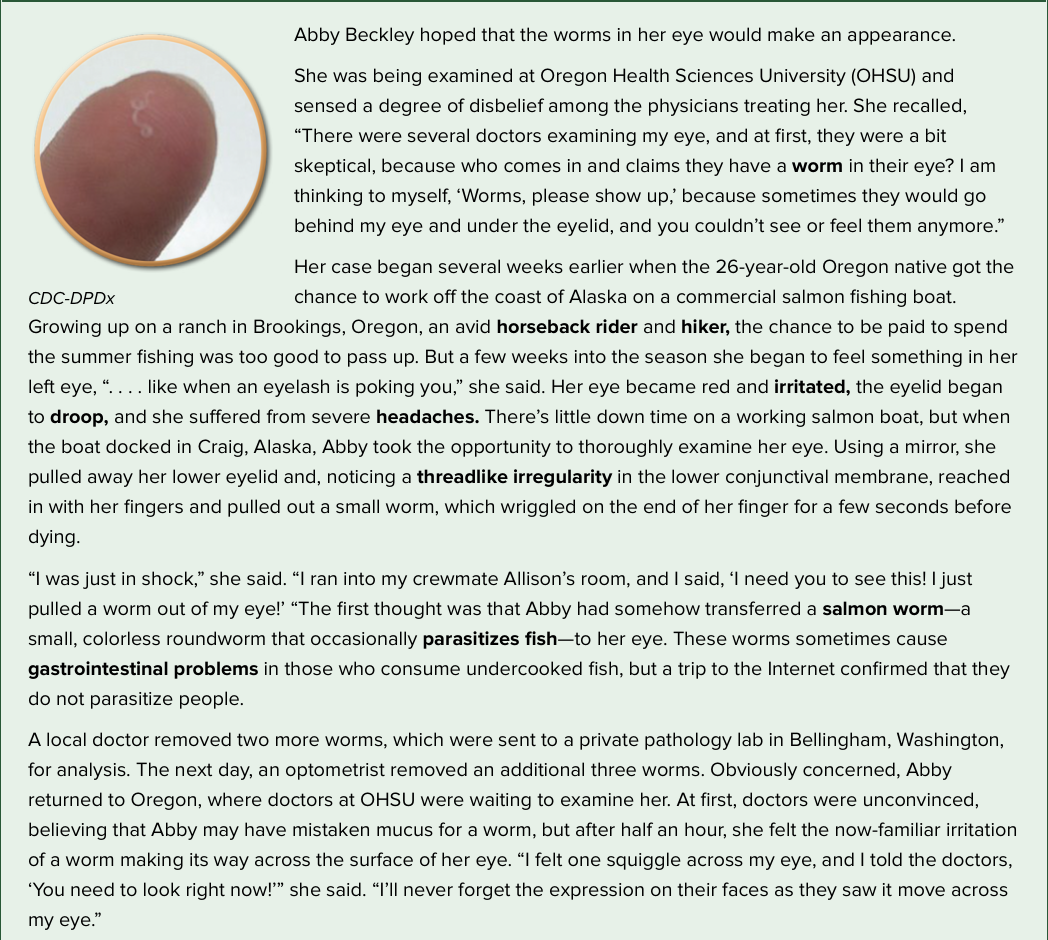 Solved Abby Beckley hoped that the worms in her eye would(02)