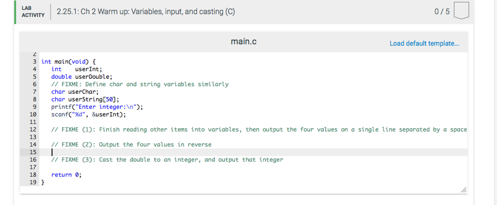 Solved: 2.25 Ch 2 Warm up: Variables, input, and casting