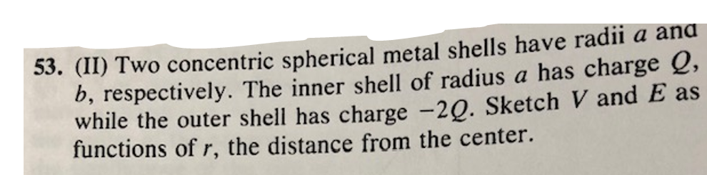 Solved 53. (II) Two Concentric Spherical Metal Shells Have | Chegg.com