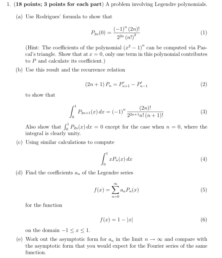 Solved 1. (18 points; 3 points for each part) A problem | Chegg.com