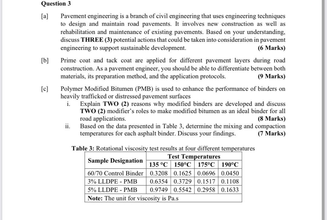 Solved Question 3 [b] Pavement Engineering Is A Branch Of | Chegg.com