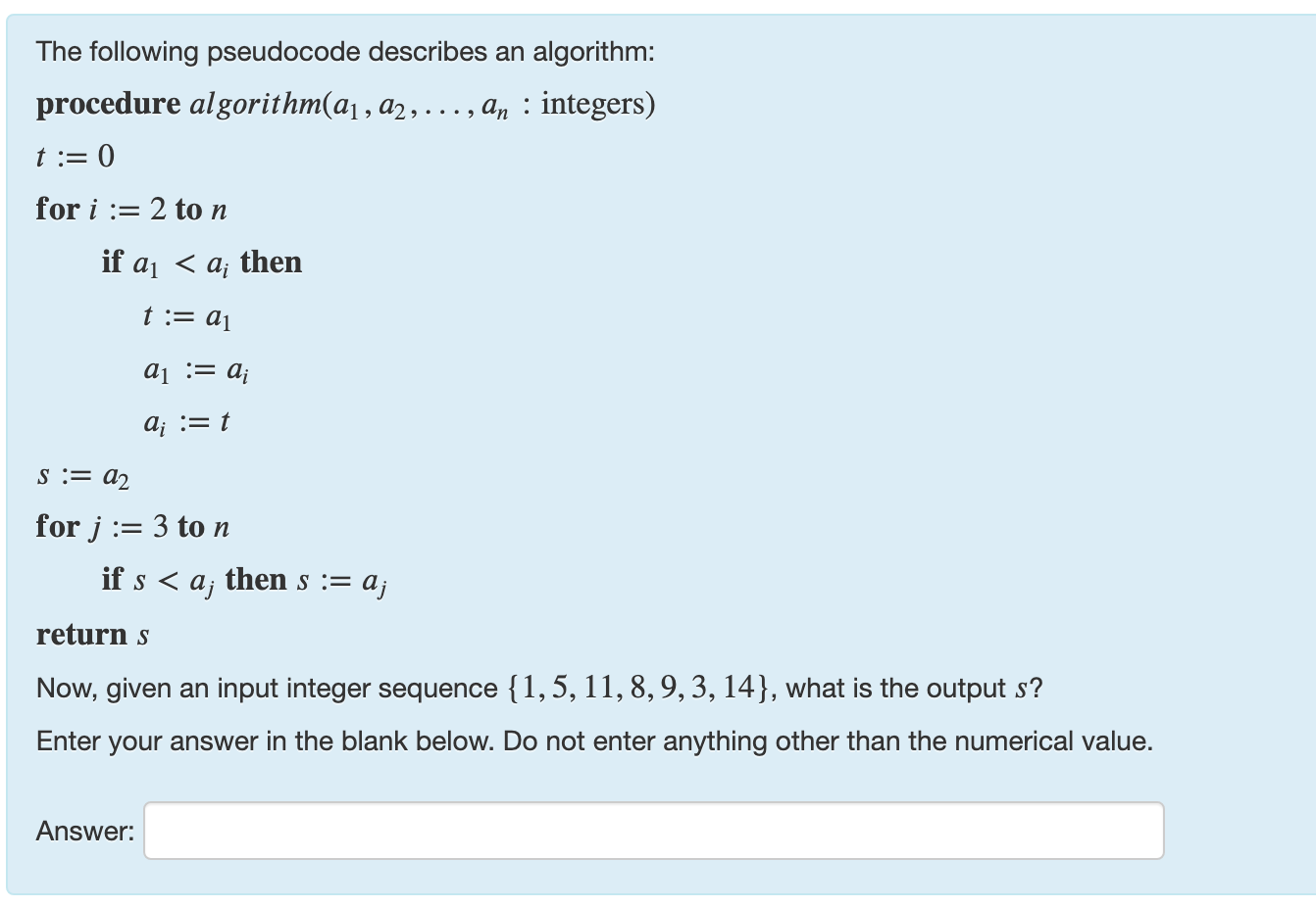 Solved The following pseudocode describes an algorithm: | Chegg.com