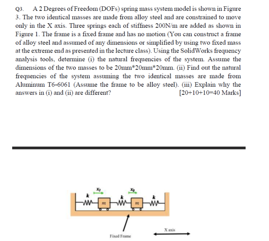 Solved Q3. A 2 Degrees of Freedom (DOFs) spring mass system | Chegg.com