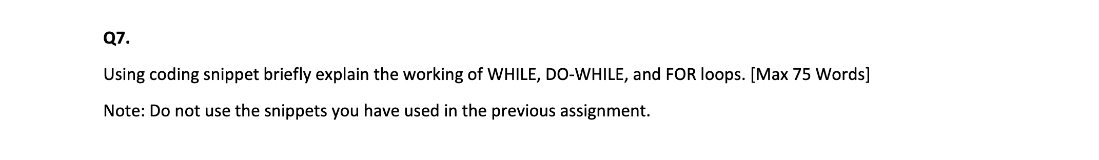 Solved Q7. Using coding snippet briefly explain the working | Chegg.com