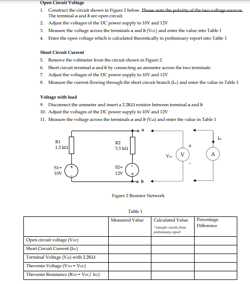 Solved Open Circuit Voltage 1. Construct The Circuit Shown | Chegg.com