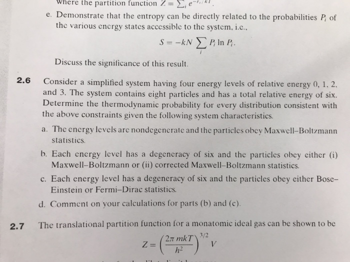 Solved where the partition function Z = Σ, e-,, e. | Chegg.com