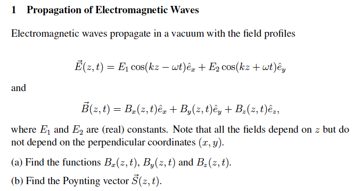 Solved 1 Propagation Of Electromagnetic Waves Electromagn Chegg Com