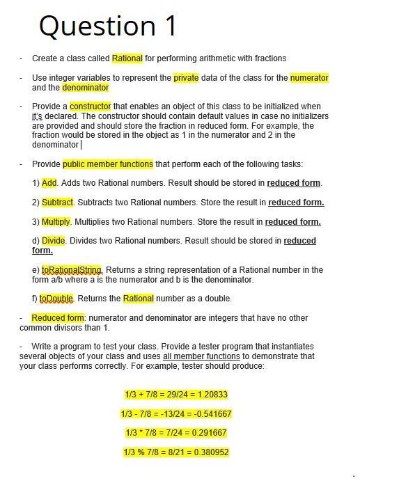 Variables C Rational Solved Write a C++ program Create a RationalNumber | Chegg.com