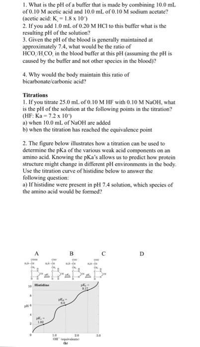 Solved 1. What is the pH of a buffer that is made by | Chegg.com