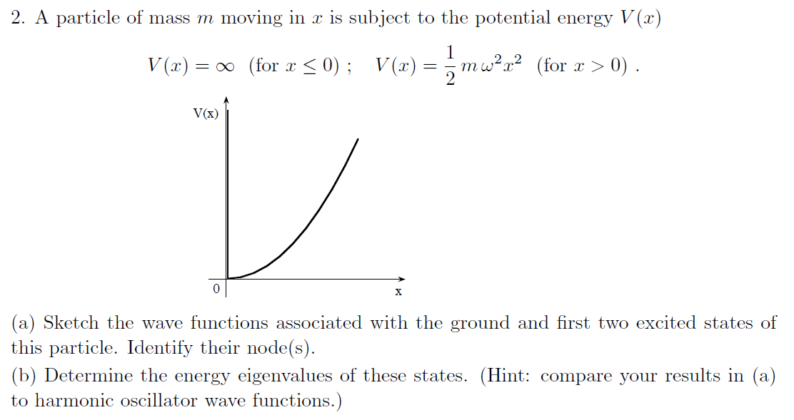 Solved 2. A particle of mass m moving in x is subject to the | Chegg.com