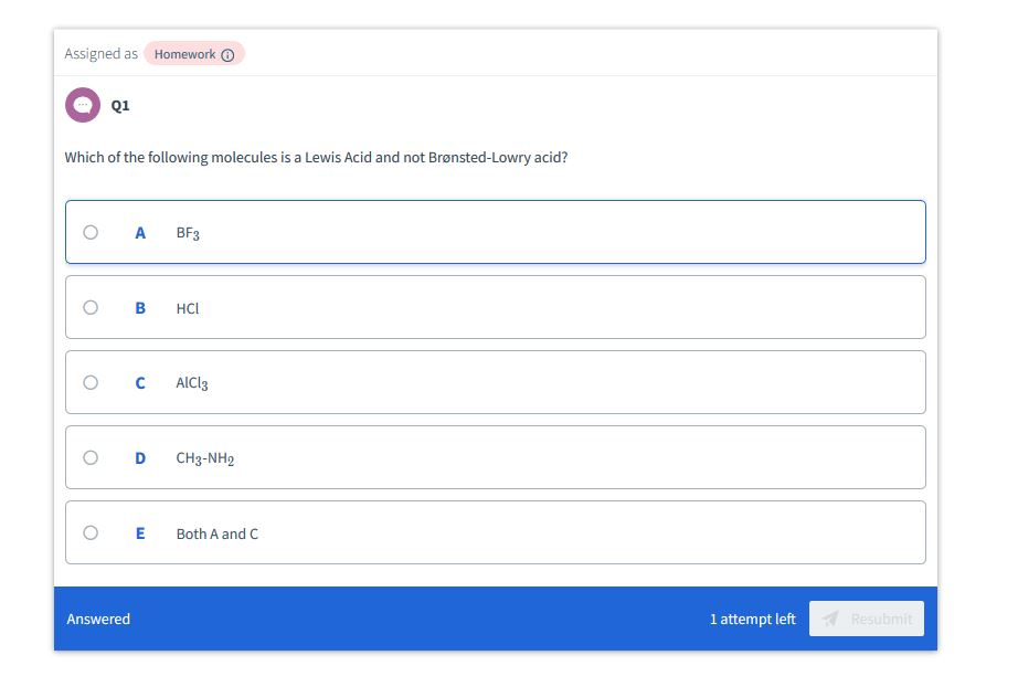 Solved: Which Of The Following Molecules Is A Lewis Acid A... | Chegg.com