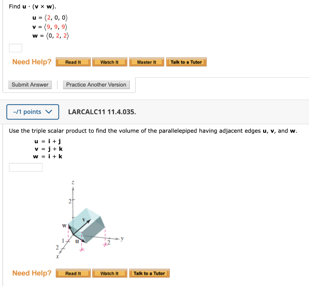 Solved Find U V X W U 2 0 0 V 9 9 9 W 0 Chegg Com