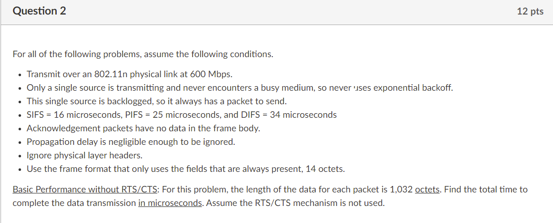 Solved Question 2 12 pts For all of the following problems, | Chegg.com