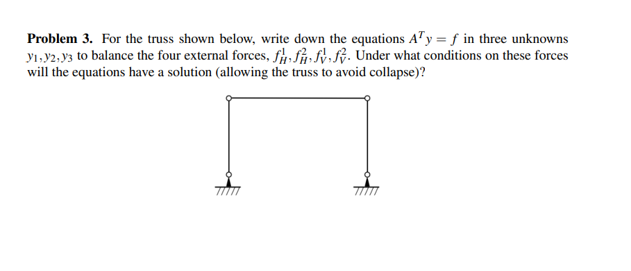 Problem 3. For The Truss Shown Below, Write Down The | Chegg.com