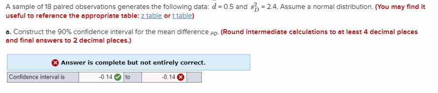 Solved A sample of 18 paired observations generates the | Chegg.com