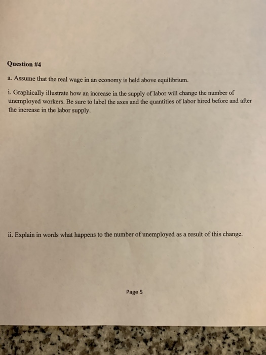 Solved Question #4 a. Assume that the real wage in an | Chegg.com