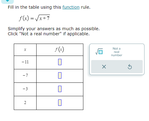 Solved Fill in the table using this function | Chegg.com