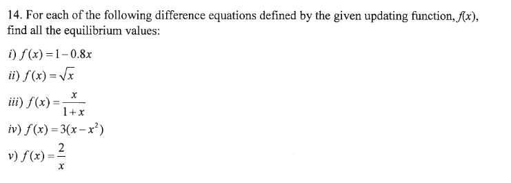 Solved 14. For each of the following difference equations | Chegg.com