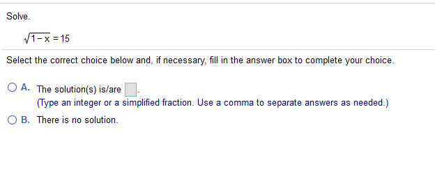 Solved Solve V1 x = 15 Select the correct choice below Chegg com