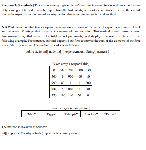 (Solved) : Problem 2 3 Methods Export Among Given List Countries Stored ...