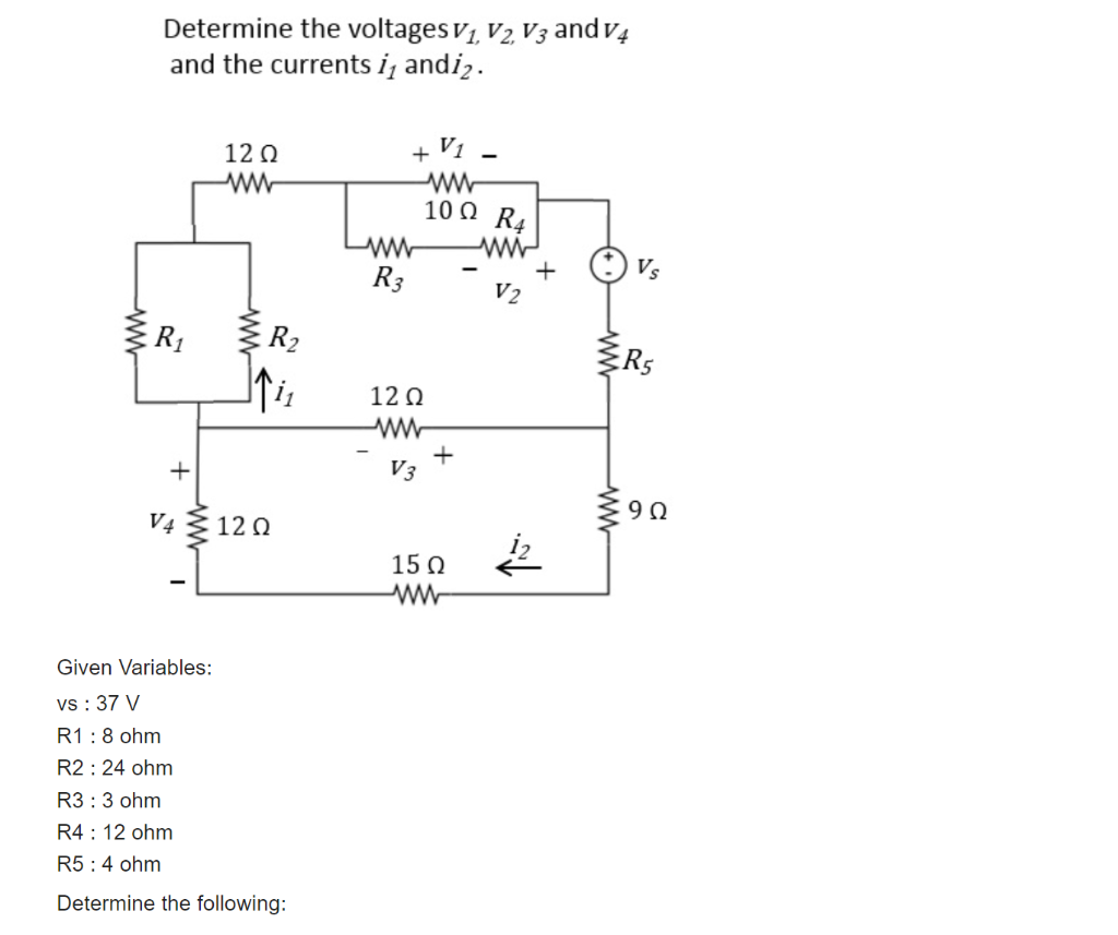 Solved Determine The Voltages V1,v2,v3 And V4 And The | Chegg.com