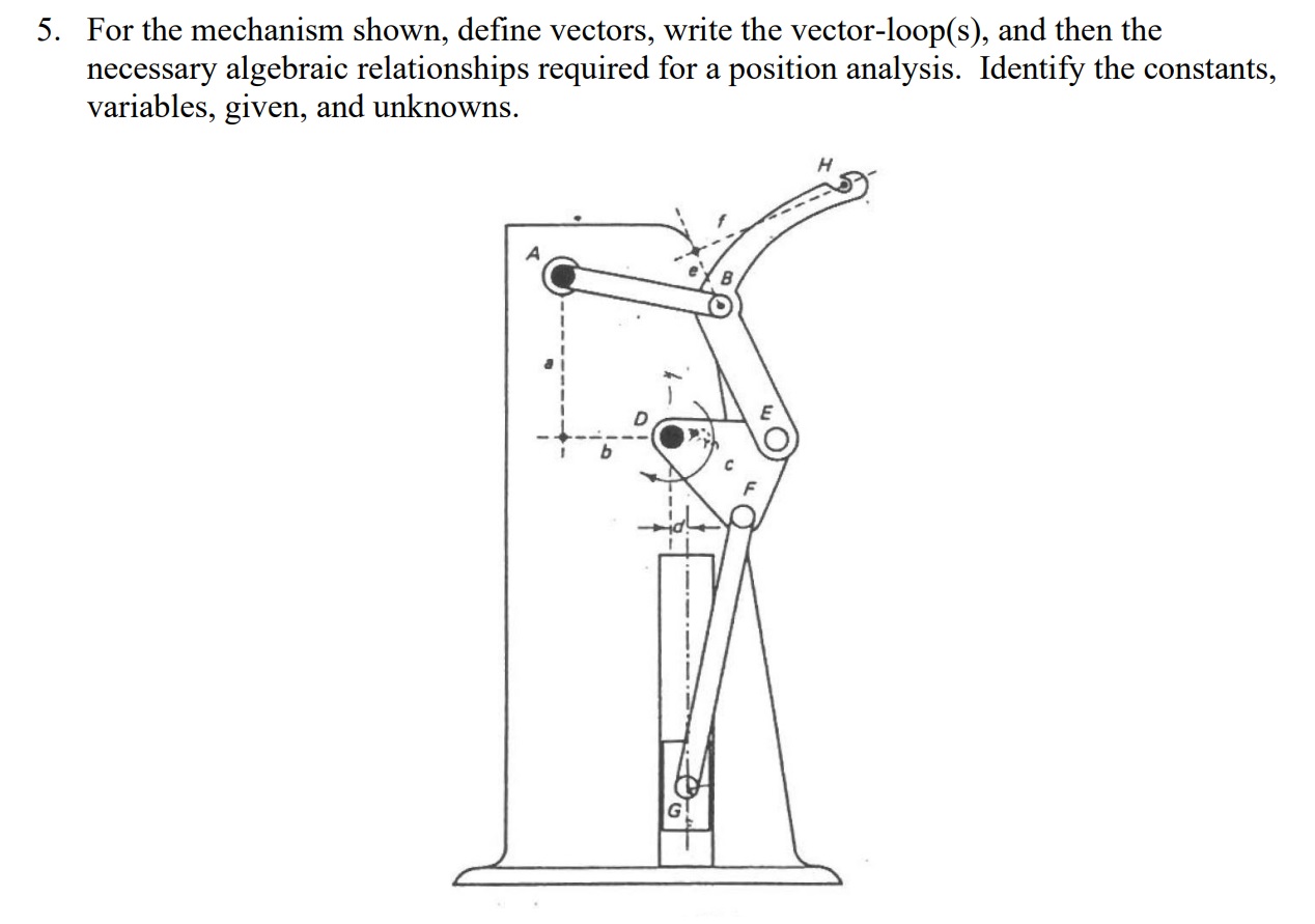 Solved For the mechanism shown, define vectors, write the | Chegg.com