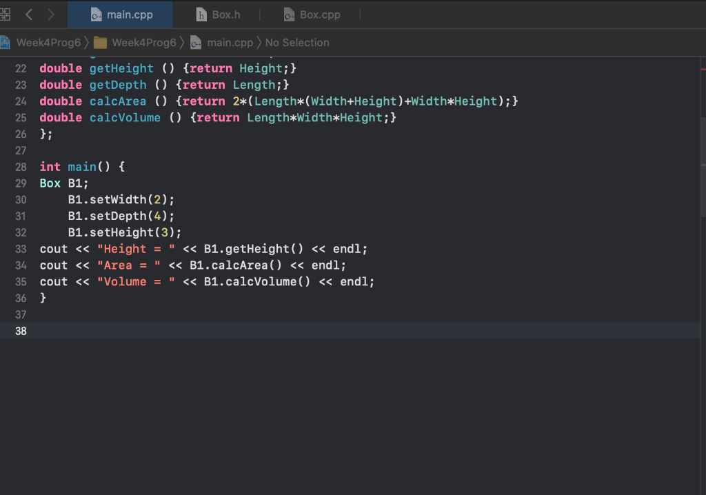 Solved Program 6 BOX - Complete the following code then run | Chegg.com