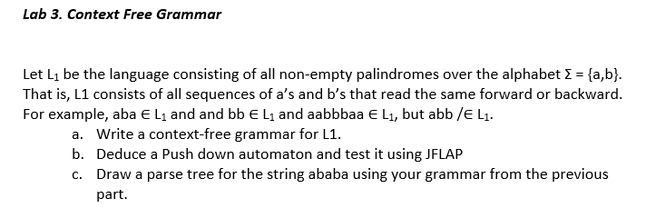 Solved Lab 3. Context Free Grammar Let Li Be The Language | Chegg.com