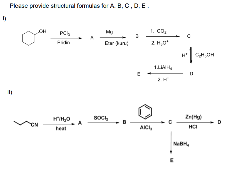 Solved Please Provide Structural Formulas For A. B, C, D, E. | Chegg.com