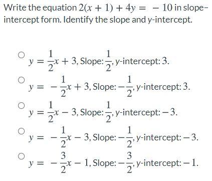 1 2x y 4 in slope intercept form