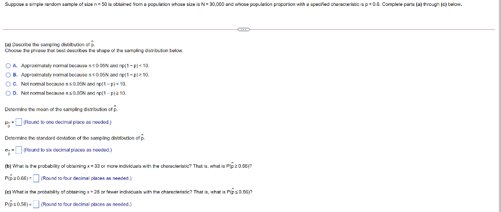 Solved Suppose a simple random sample of size n= 50 is | Chegg.com