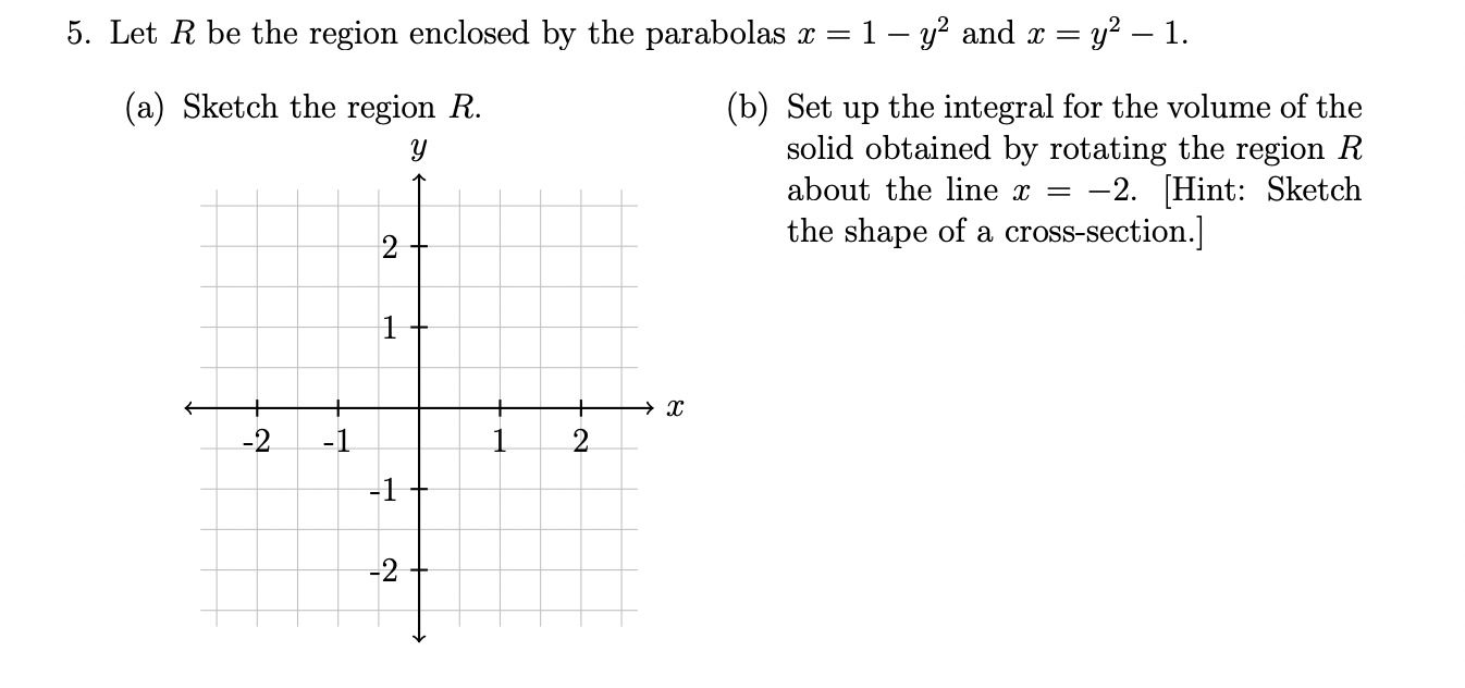 Solved 5. Let R be the region enclosed by the parabolas x = | Chegg.com