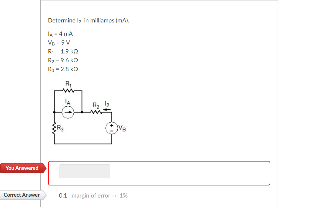 Solved Determine I2, In Milliamps (mA). IA=4 MA VB=9 | Chegg.com