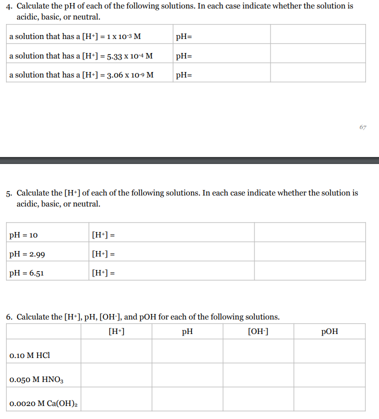 Solved 4. Calculate The PH Of Each Of The Following | Chegg.com