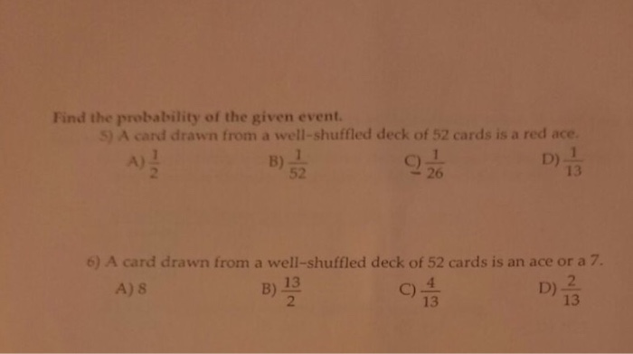 Solved Find The Probability Of The Given Event. A Card | Chegg.com