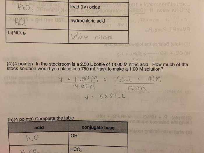 Solved PBO2 lead (IV) oxide HC hydrochloric acid Li(NO3)2