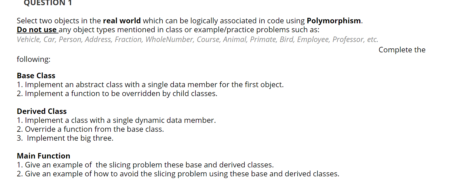 QUESTION 1 Select two objects in the real world which | Chegg.com
