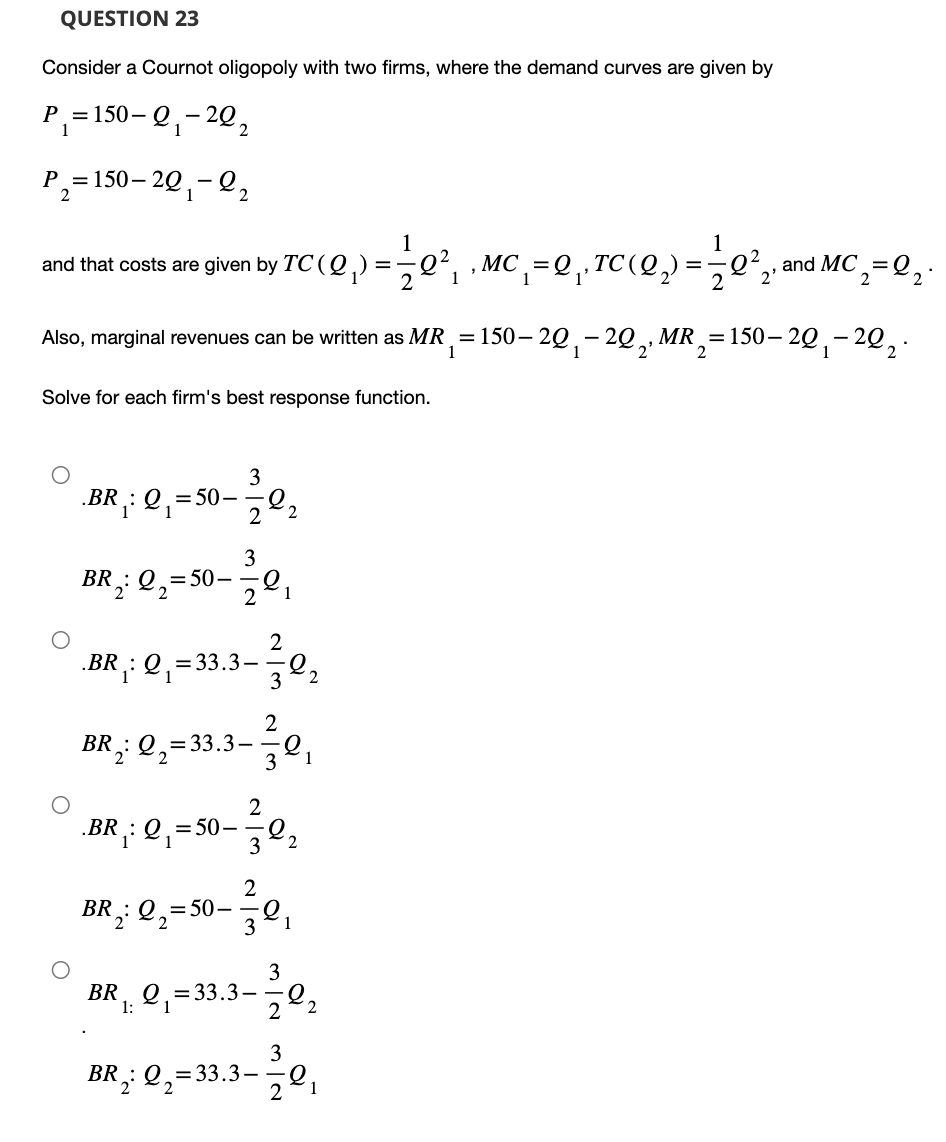 [Solved]: Consider A Cournot Oligopoly With Two Firms, Wher