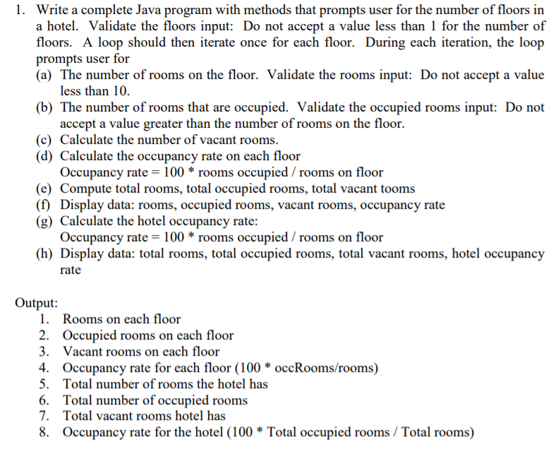 Solved 1. Write a complete Java program with methods that | Chegg.com