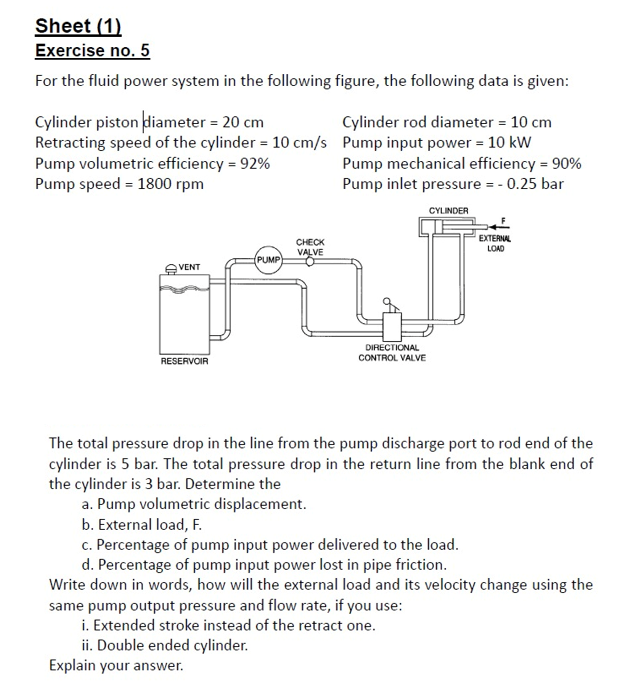 Solved The total pressure drop in the line from the pump