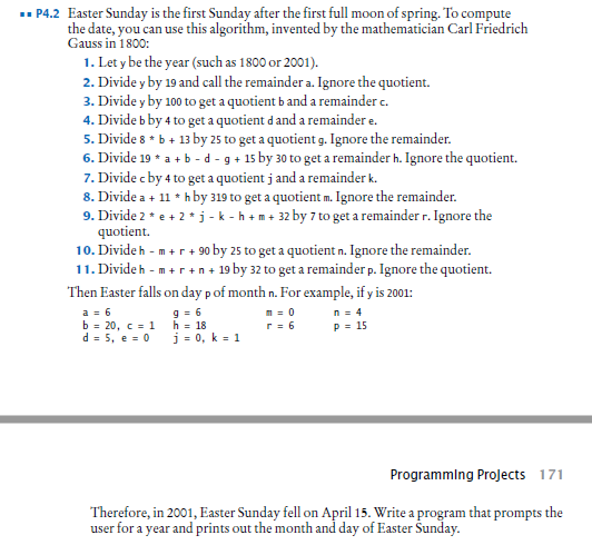 Solved P4.2 Easter Sunday is the first Sunday after the | Chegg.com