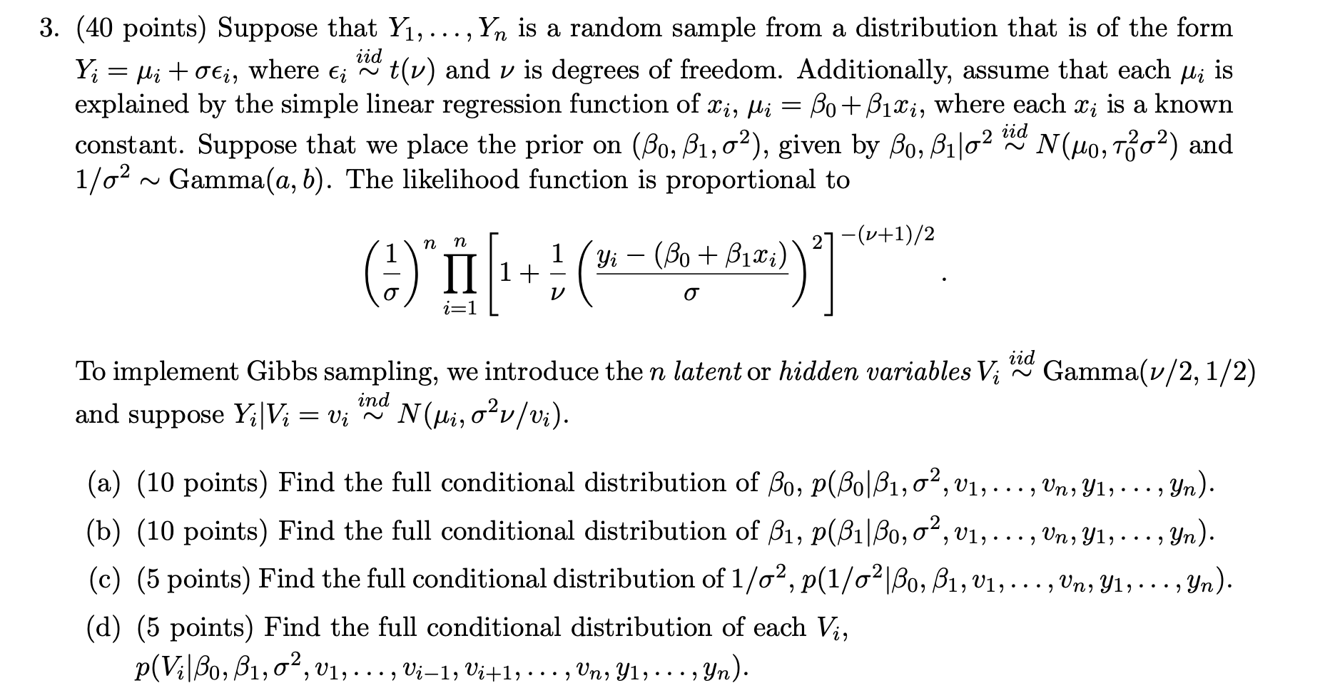 Solved (40 points) Suppose that Y1,…,Yn is a random sample | Chegg.com