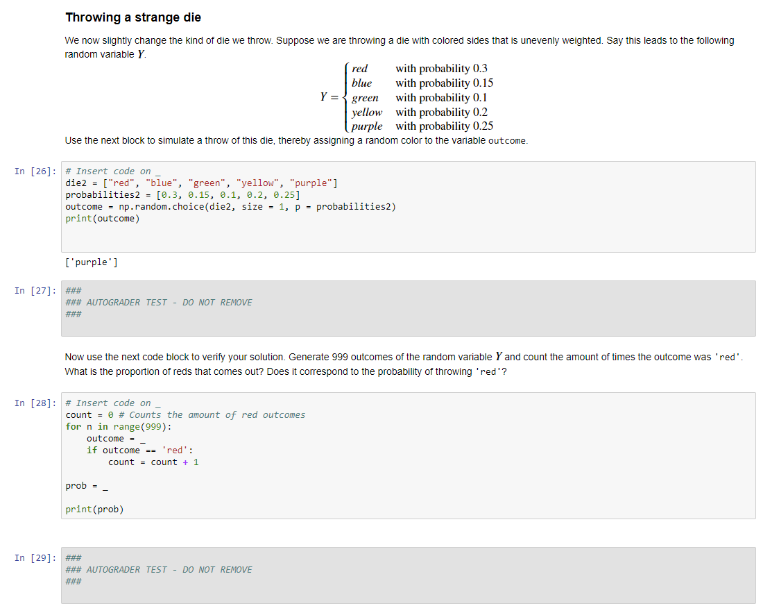 Solved Throwing a strange die We now slightly change the | Chegg.com