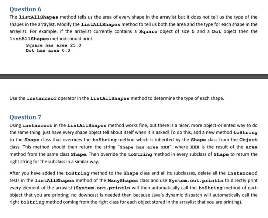 Question 1 Create a Shape class with the following | Chegg.com