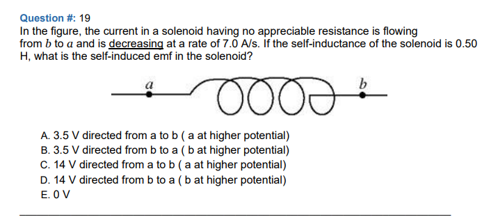 Solved Question \#: 19 In The Figure, The Current In A | Chegg.com