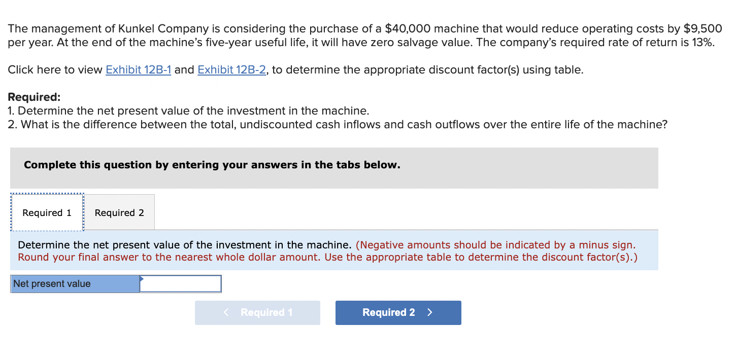 Solved Required: 1. Determine The Net Present Value Of The | Chegg.com